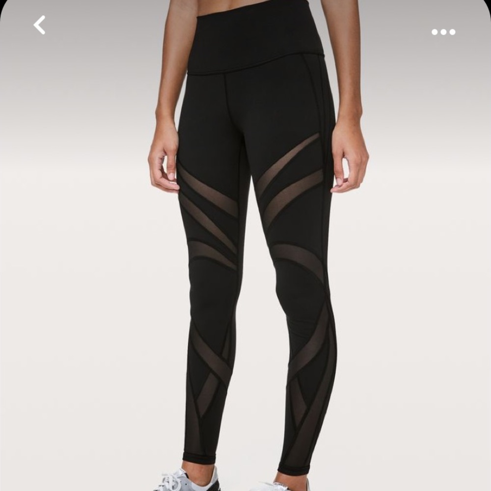 Lululemon Wunder Under HR Black Mesh legging sz 2